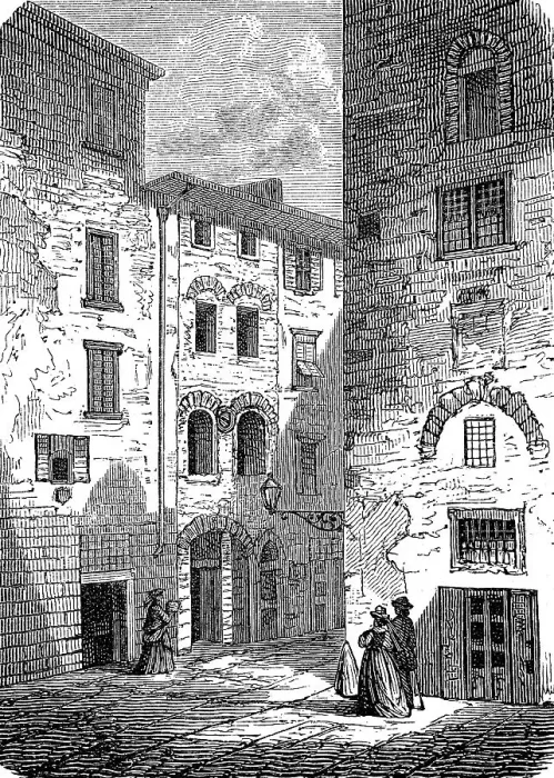 Framed Print : The Birthplace of Dante Alighieri in Florence, Italy, Illustration from 1885, Historic, Digital Reproduction of an Original 19th century Artwork