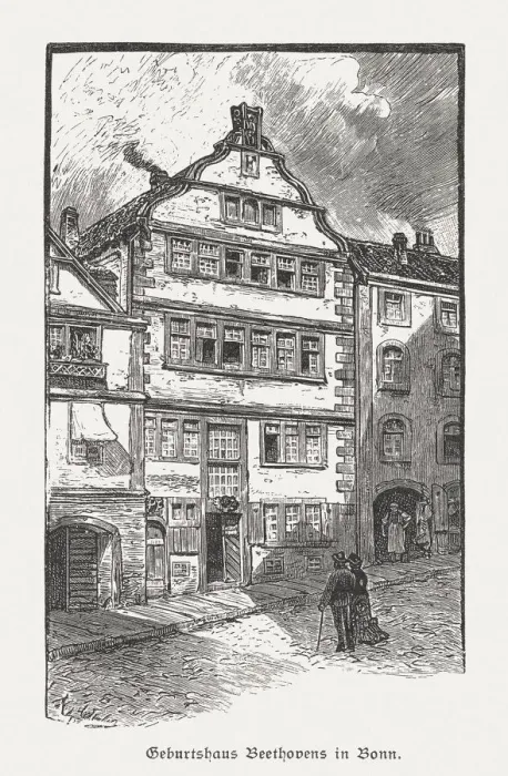 Framed Print : Birthplace of Ludwig van Beethoven in Bonn, Germany, published 1885 Framed Print : Birthplace of Ludwig van Beethoven in Bonn, Germany, published 1885