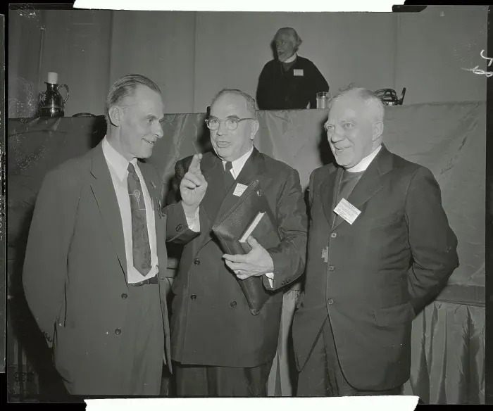 Framed Print : Bishop G. Bromley Oxnam Chatting with Churchmen Framed Print : Bishop G. Bromley Oxnam Chatting with Churchmen