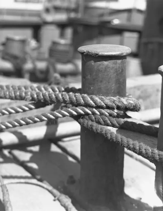 Framed Print : Bitt with ship rope, (B&W) Framed Print : Bitt with ship rope, (B&W)