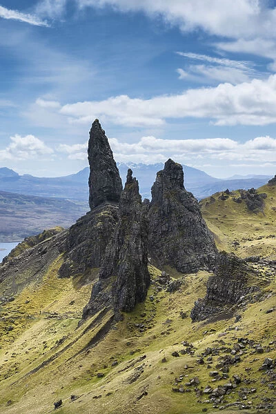 Bizarre rock formation, Old Man of Storr, Isle of Skye, Scotland, United Kingdom