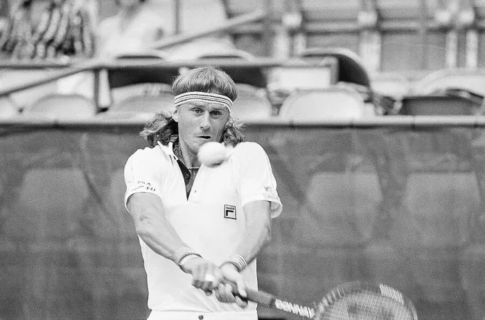 Framed Print : Bjorn Borg Hitting a Backhand
