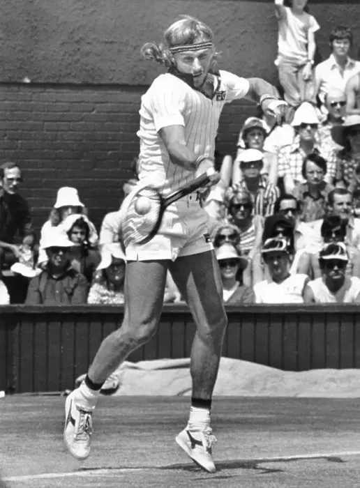 Framed Print : Bjorn Borg Hitting Forehand at Wimbledon
