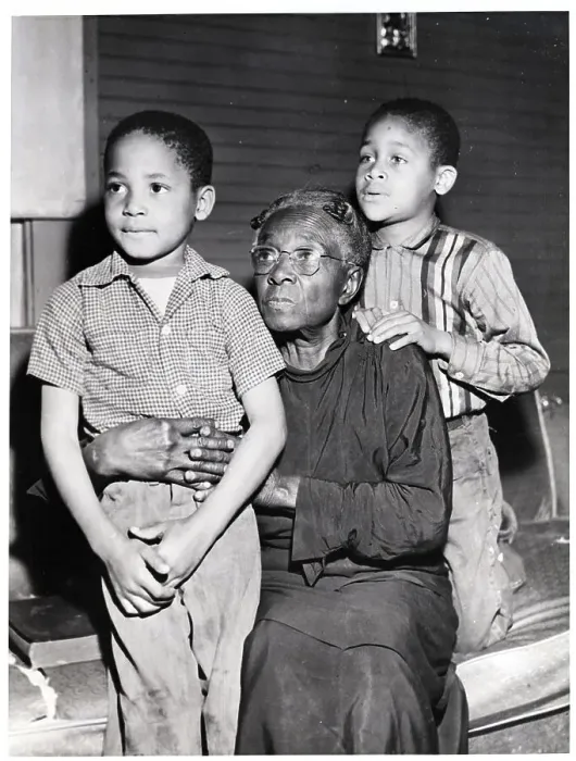 Framed Print : Black Grandmother With Two Grandchildren Framed Print : Black Grandmother With Two Grandchildren