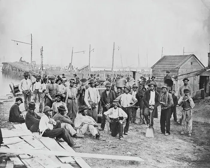 Framed Print : Black Laborers At Alexandria Framed Print : Black Laborers At Alexandria