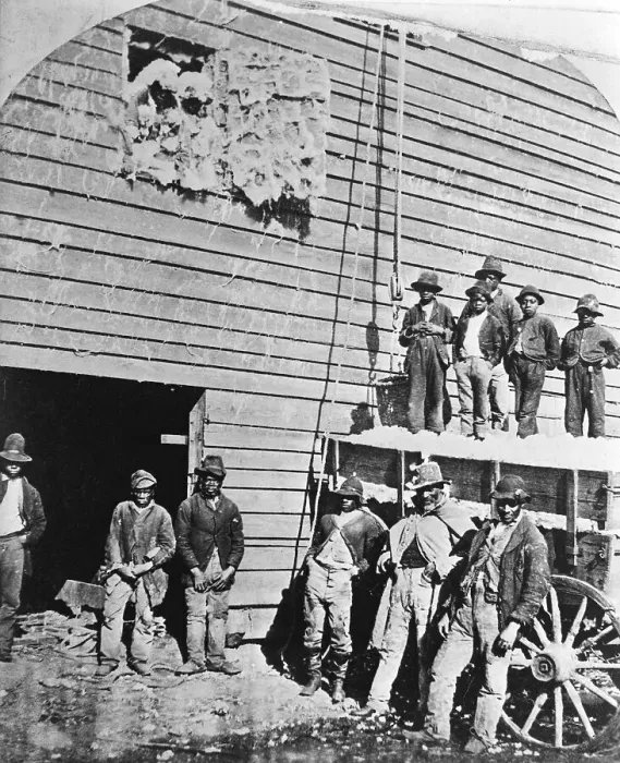 Framed Print : Black Men at Cotton Barn Framed Print : Black Men at Cotton Barn