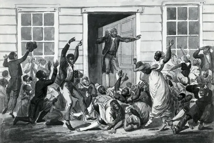 Framed Print : Black Methodists at Meeting