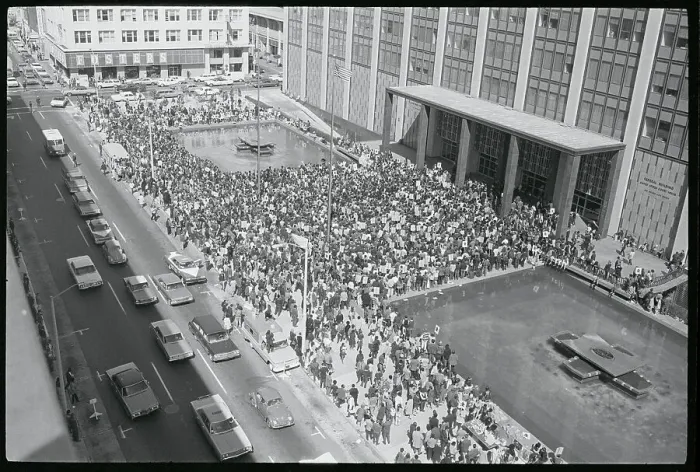 Framed Print : Black Panther Party Followers at Federal Building Framed Print : Black Panther Party Followers at Federal Building