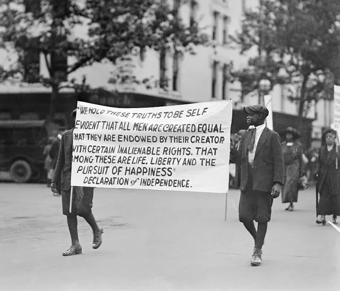 Framed Print : Black Protesters Of Lynching Carry Banne