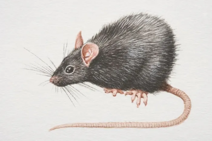 Framed Print : Black Rat (rattus rattus), side view Framed Print : Black Rat (rattus rattus), side view