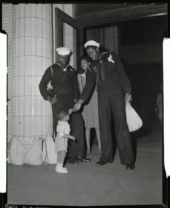 Framed Print : Black Sailor Gives Boy Souvenir Framed Print : Black Sailor Gives Boy Souvenir