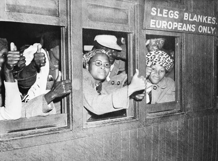 Framed Print : Black South Africans On Train;Thumbs Up