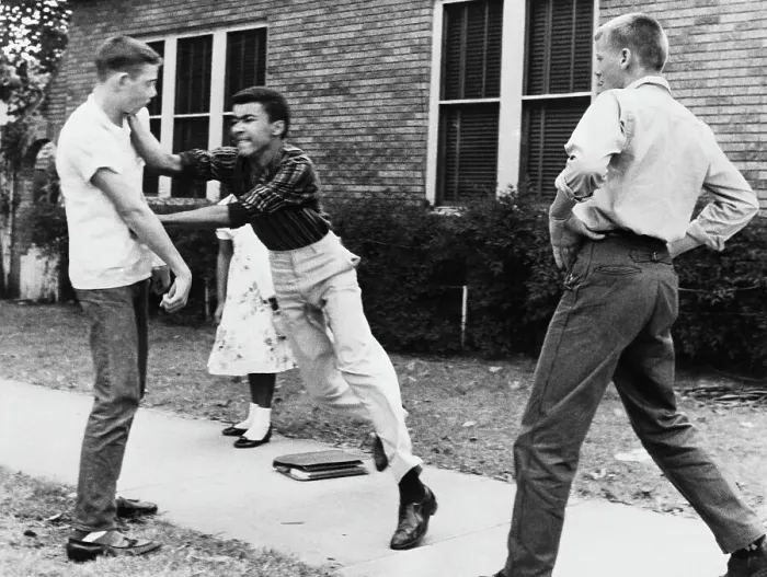 Framed Print : Black Student Fighting Back Framed Print : Black Student Fighting Back
