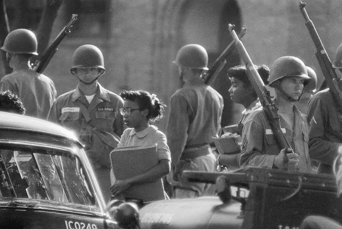 Framed Print : Black Students Escorted By Troops