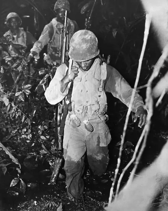 Framed Print : Black Troops Land In Jungle, Walk Thru Framed Print : Black Troops Land In Jungle, Walk Thru