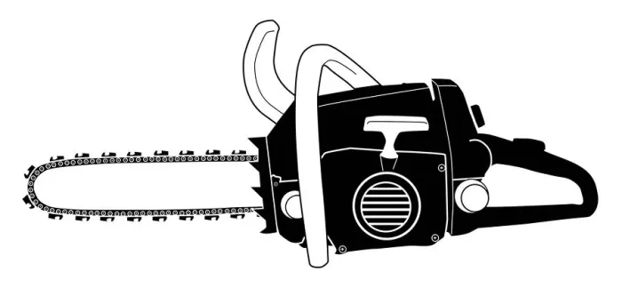 Framed Print : Black and white digital illustration of chainsaw Framed Print : Black and white digital illustration of chainsaw
