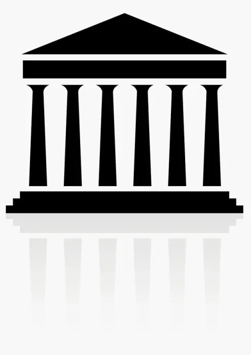 Framed Print : Black and white digital illustration of colonnade