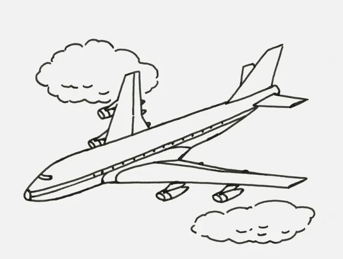 Framed Print : Black and white digital illustration of commercial aircraft above the clouds Framed Print : Black and white digital illustration of commercial aircraft above the clouds