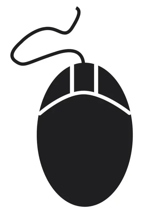 Framed Print : Black and white digital illustration of computer mouse Framed Print : Black and white digital illustration of computer mouse