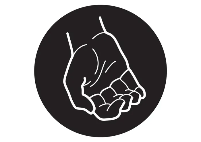Framed Print : Black and white digital illustration of cupped hand in black circle Framed Print : Black and white digital illustration of cupped hand in black circle
