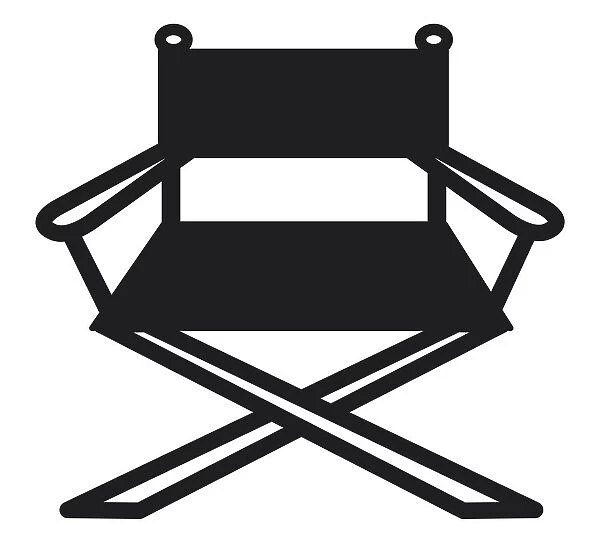 Black and white digital illustration of directors chair