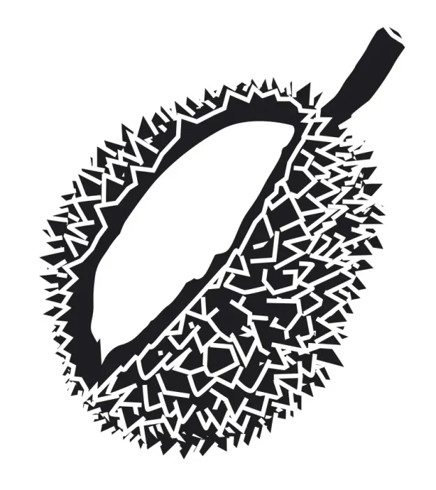Framed Print : Black and white digital illustration of Durian showing aril and thorn-covered husk Framed Print : Black and white digital illustration of Durian showing aril and thorn-covered husk