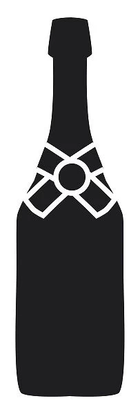Black and white digital illustration of glass bottle