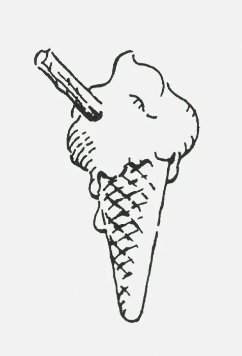 Framed Print : Black and white digital illustration of melting ice cream cone with chocolate flake Framed Print : Black and white digital illustration of melting ice cream cone with chocolate flake