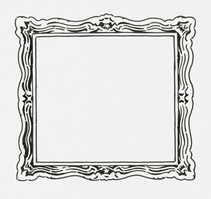 Framed Print : Black and white digital illustration of old fashioned mirror Framed Print : Black and white digital illustration of old fashioned mirror