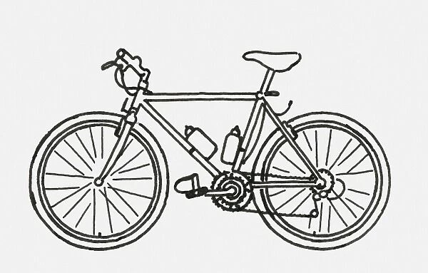 Black and white digital illustration of racing bicycle