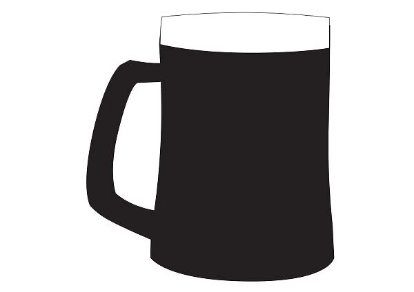 Black and white digital illustration representing beer in glass with handle