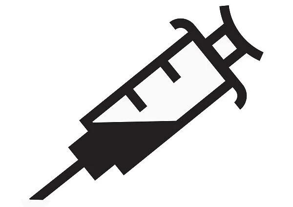 Black and white digital illustration representing syringe