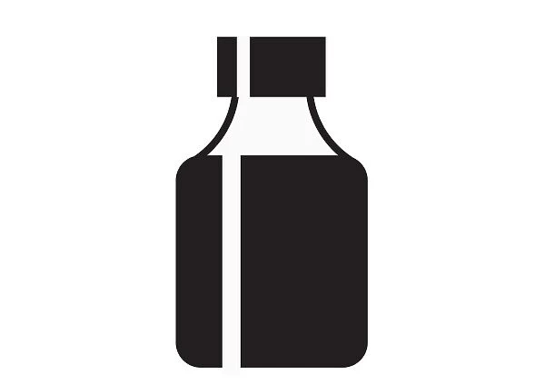 Black and white digital illustration representing medicine bottle