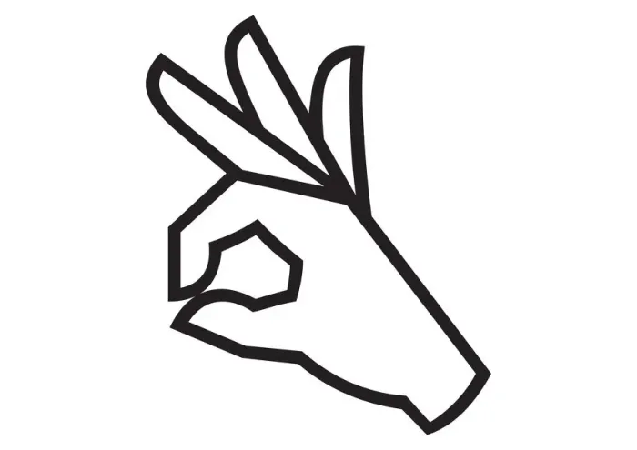 Framed Print : Black and white digital illustration representing OK sign gesture using finger and thumb