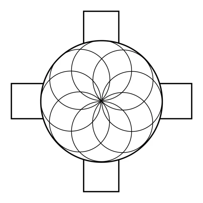 Framed Print : Black and white digital illustration of Rosicrucian or Rose Cross symbol Framed Print : Black and white digital illustration of Rosicrucian or Rose Cross symbol