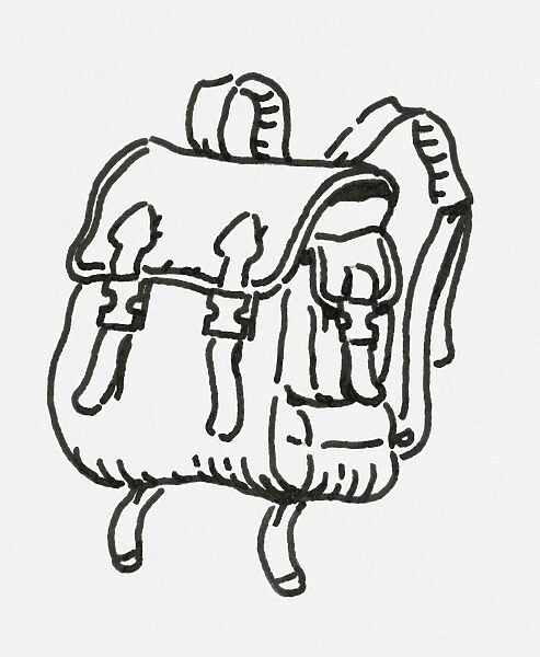 Black and white digital illustration of satchel