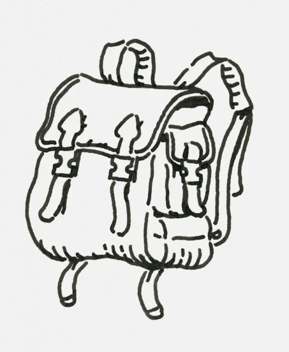 Framed Print : Black and white digital illustration of satchel Framed Print : Black and white digital illustration of satchel