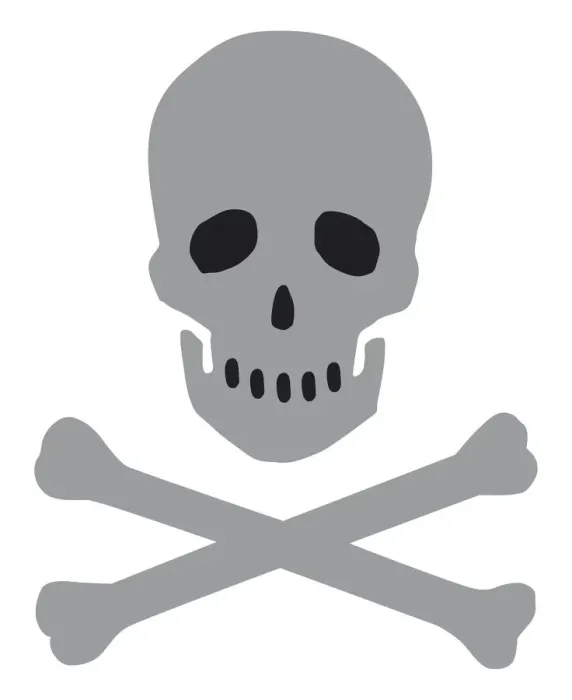 Framed Print : Black and white digital illustration of skull and crossbones