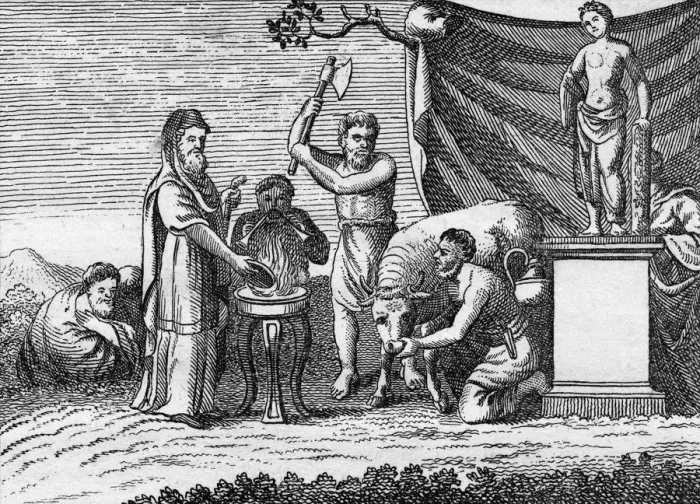 Framed Print : black and white, diry 18880, J1697529, sacrifice, H / CUL / EURO / GREEK & ROMAN / RELIGIOUS OFFERINGS Framed Print : black and white, diry 18880, J1697529, sacrifice, H / CUL / EURO / GREEK & ROMAN / RELIGIOUS OFFERINGS