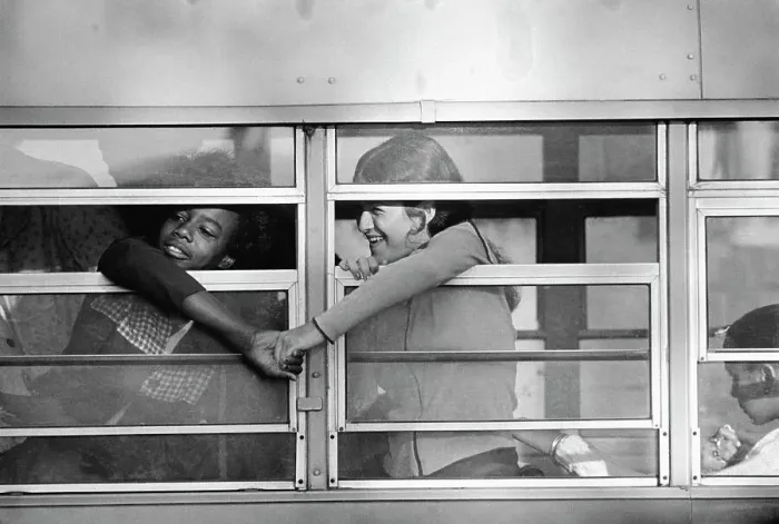 Framed Print : Black and White Female Students Holding Hands Framed Print : Black and White Female Students Holding Hands