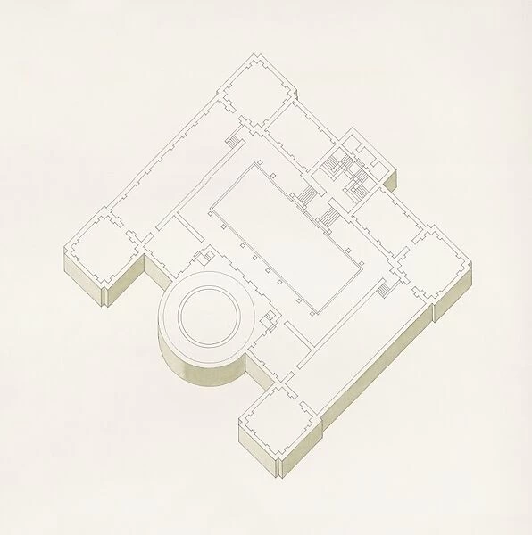 Black and white floorplan illustration of the National Museum of Irelands first floor