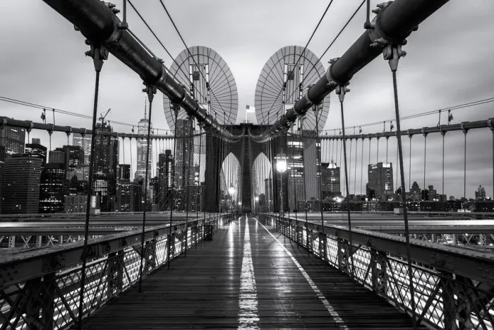 Framed Print : Black and White, Footbridge, Brooklyn Bridge, Lower Manhattan, New York City, New York Framed Print : Black and White, Footbridge, Brooklyn Bridge, Lower Manhattan, New York City, New York