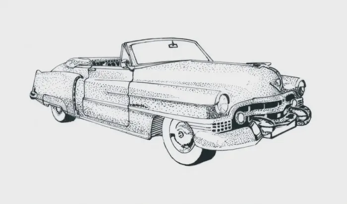 Framed Print : Black and white illustration of 1940s Cadillac Framed Print : Black and white illustration of 1940s Cadillac