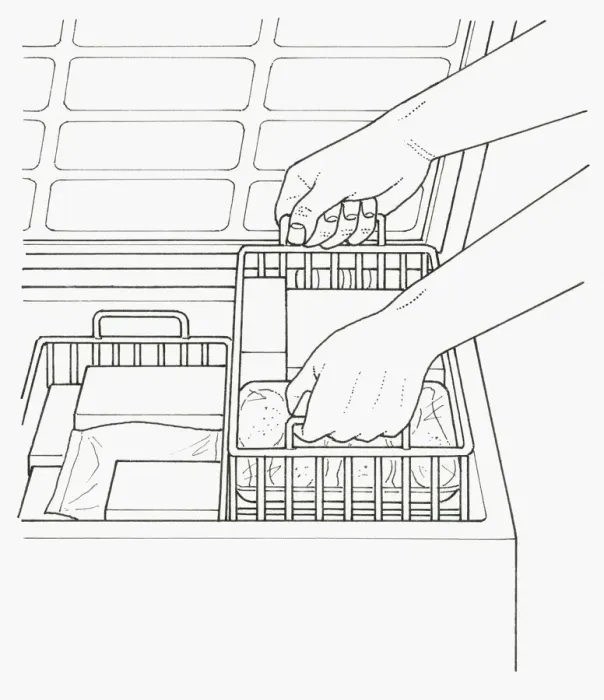 Framed Print : Black and white illustration of adding storage to freezer Framed Print : Black and white illustration of adding storage to freezer