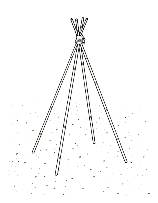 Framed Print : Black and white illustration, bamboo wigwam Framed Print : Black and white illustration, bamboo wigwam