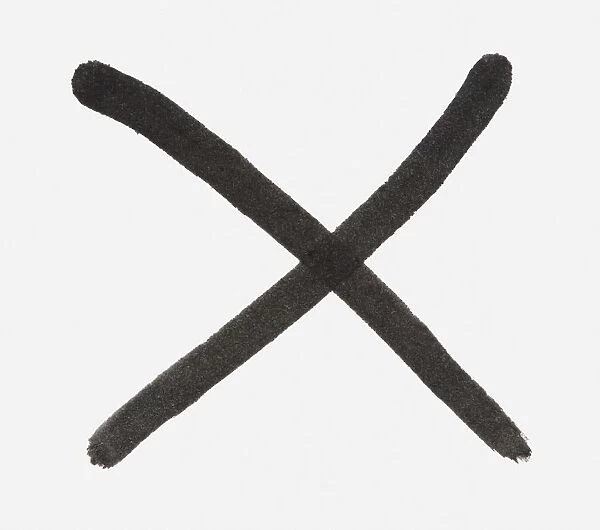 Black and white illustration of black X