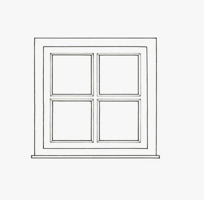 Framed Print : Black and white illustration of casement window Framed Print : Black and white illustration of casement window