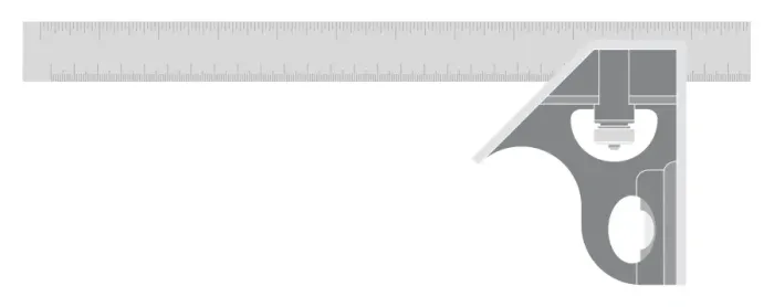 Framed Print : Black and white illustration of combination square Framed Print : Black and white illustration of combination square