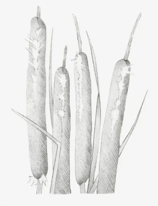 Framed Print : Black and white illustration of dried bulrush heads that have split Framed Print : Black and white illustration of dried bulrush heads that have split