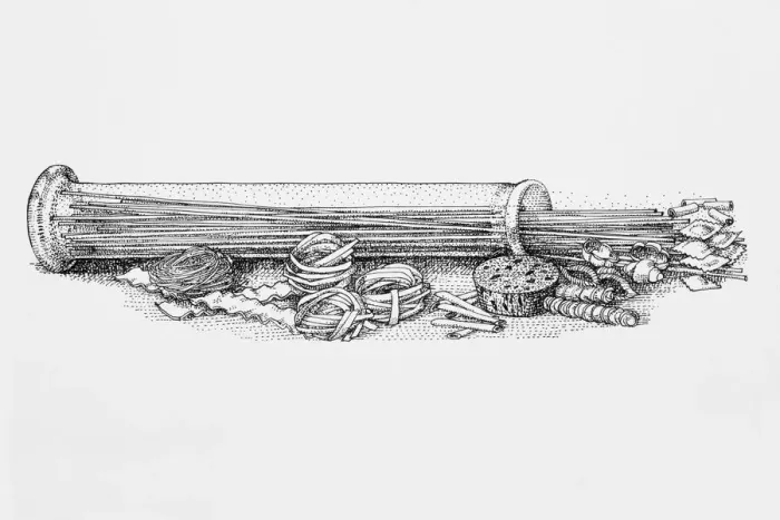 Framed Print : Black and white illustration of dried and fresh pasta Framed Print : Black and white illustration of dried and fresh pasta